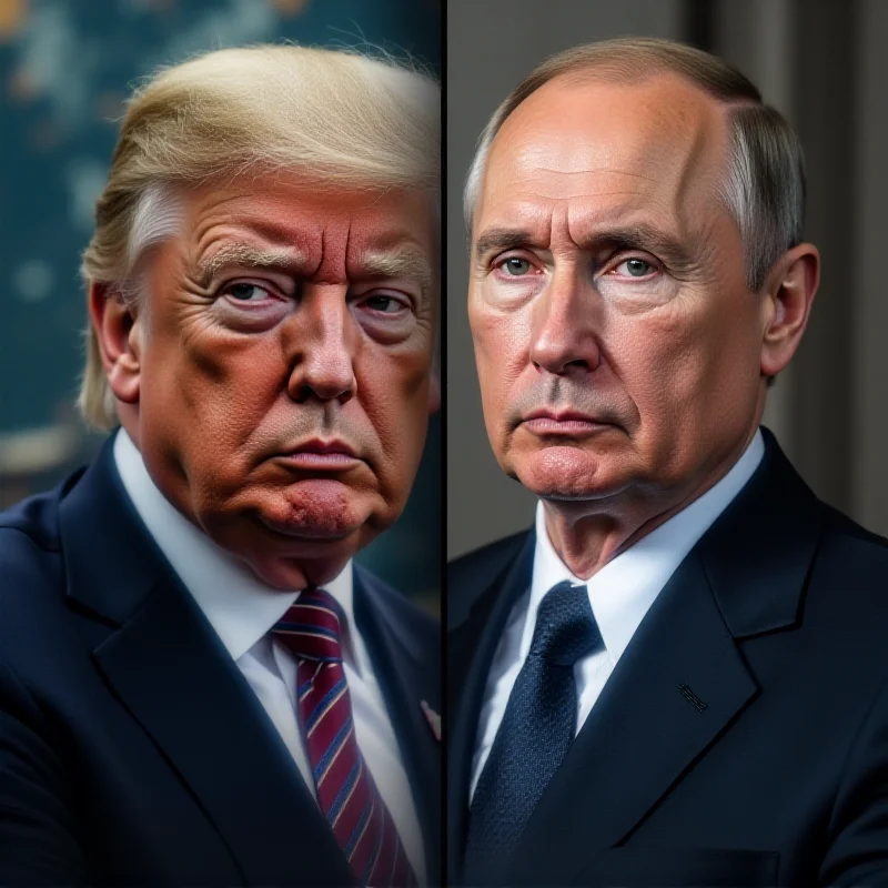 A split image showing Trump on one side and Putin on the other, symbolizing their involvement.