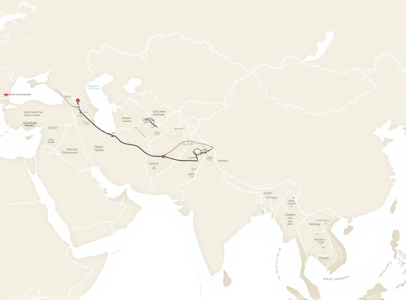 Image of a map showing the Middle Corridor trade route from East to West.