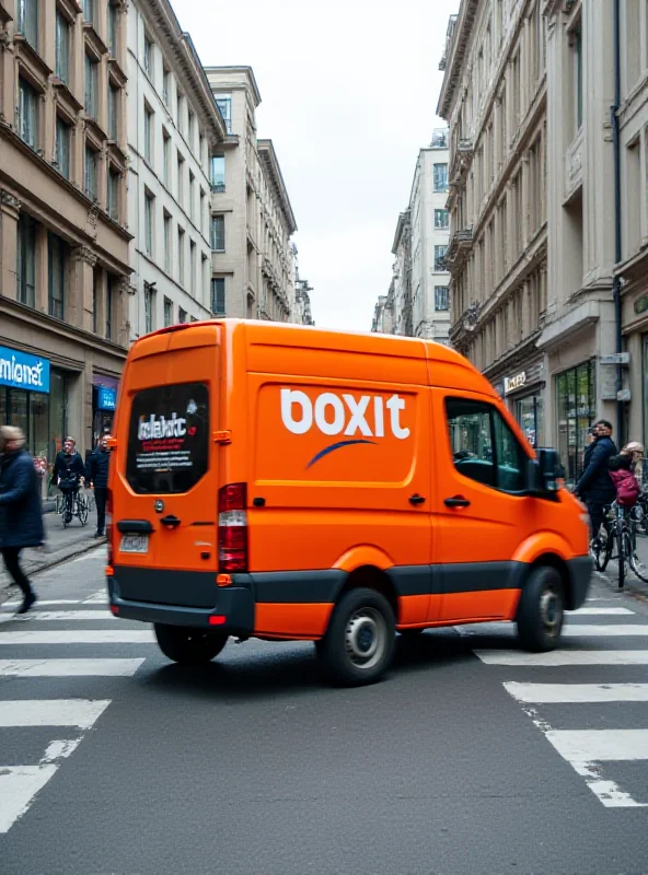 Boxit delivery van in a busy city street