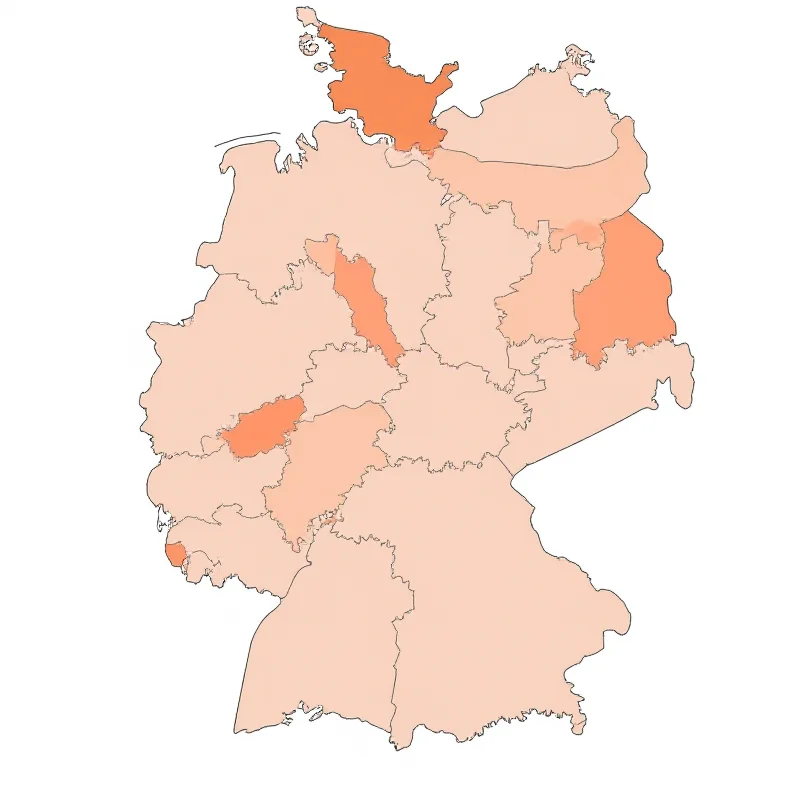 A map of Hamburg showing election results by district