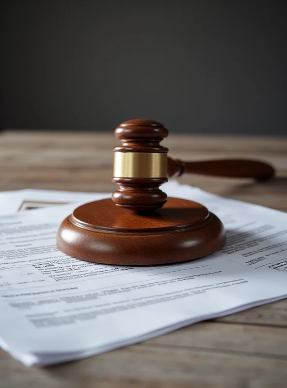 A gavel resting on a stack of legal documents, symbolizing a government inquiry.