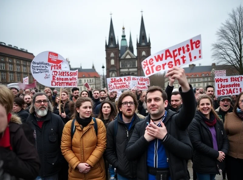 Protesters holding signs at a demonstration against right-wing extremism in Bremen.