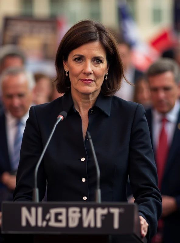 Sahra Wagenknecht giving a speech at a political rally.