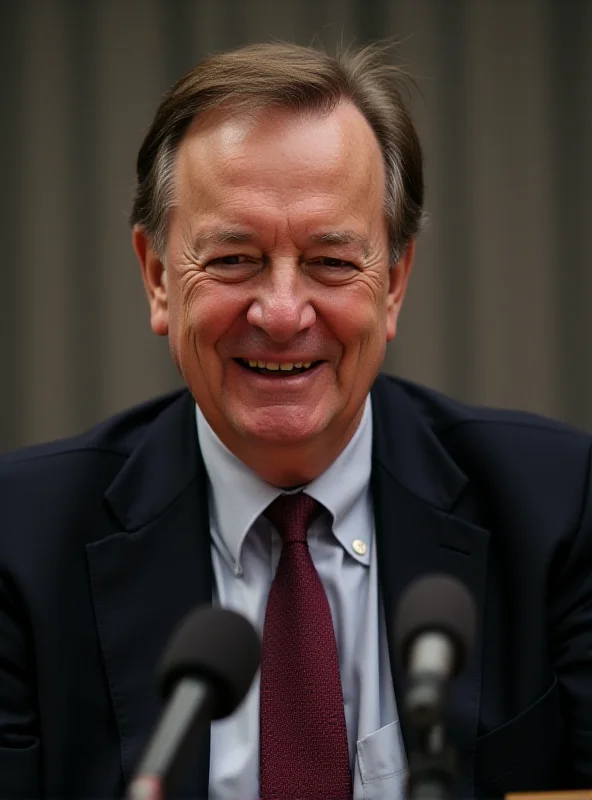 Close-up shot of Hubertus Heil, the Minister of Labor, smiling slightly during a press conference. He is wearing a suit and tie, and there are microphones in front of him.