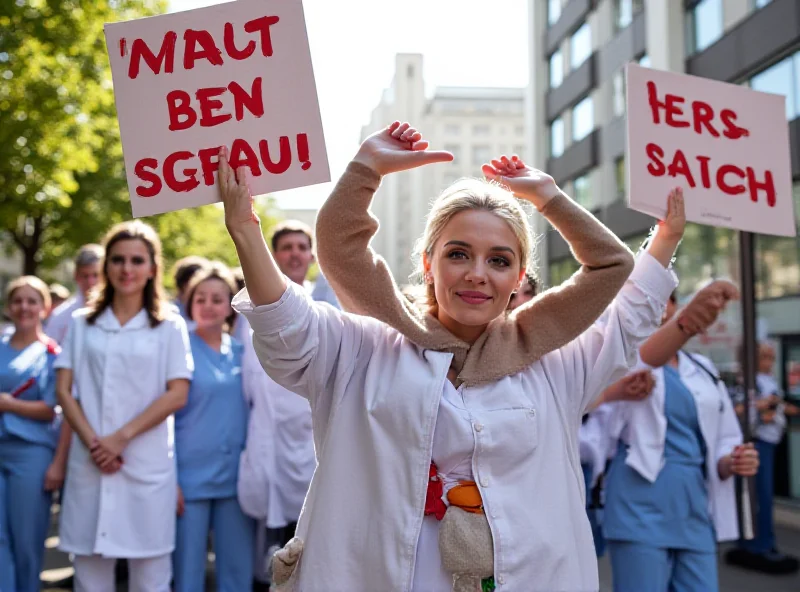 A group of nurses and healthcare workers on strike