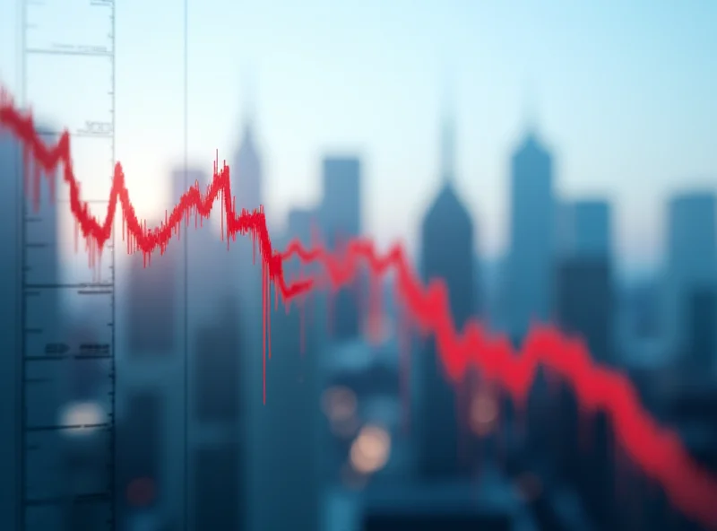 A graph showing a downward trend in the stock market with a red line indicating a sharp drop.