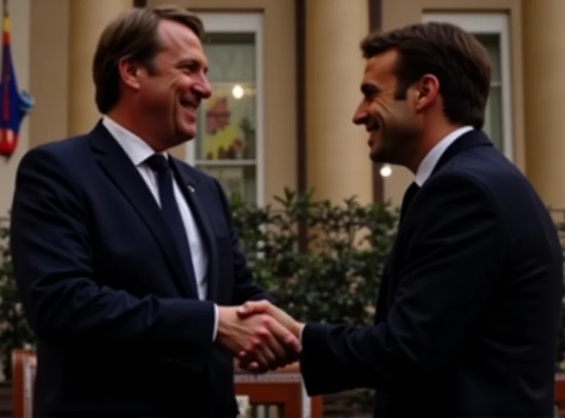 Friedrich Merz shaking hands with Emmanuel Macron, symbolizing German-French cooperation.