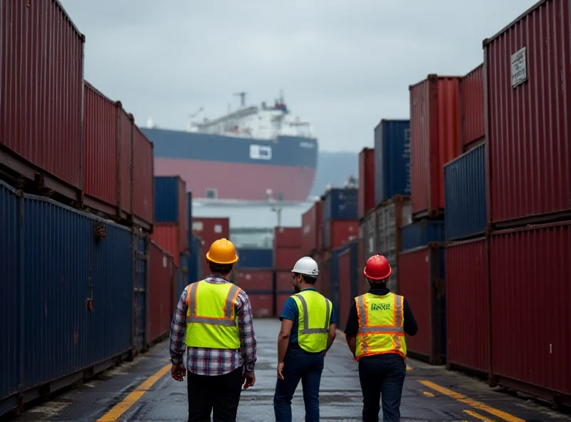 Containers being inspected at a busy port.