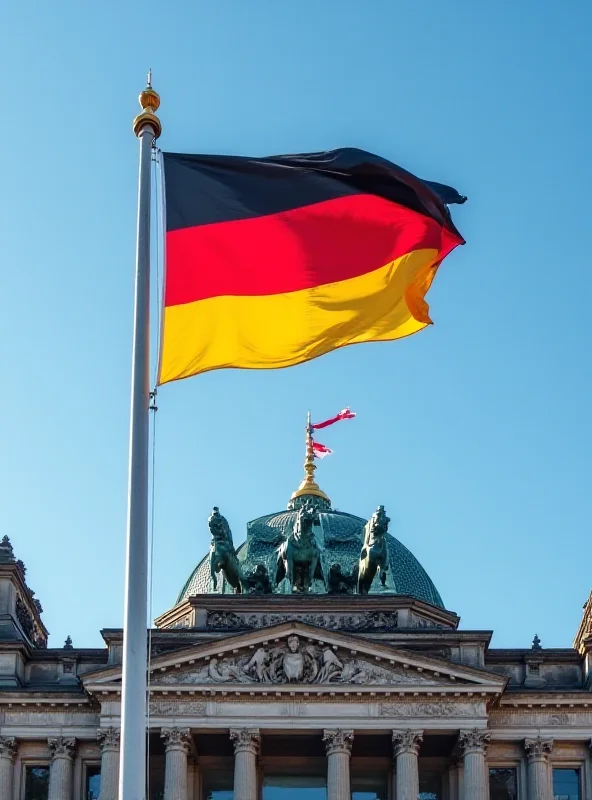 German flag waving in front of the Reichstag building