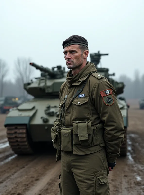 A German soldier standing at attention in front of a military vehicle, symbolizing the Bundeswehr's need for personnel.