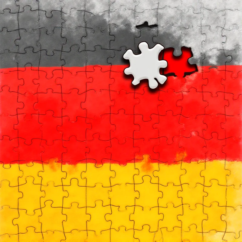 A depiction of the German flag with puzzle pieces, symbolizing the challenges of forming a coalition government.