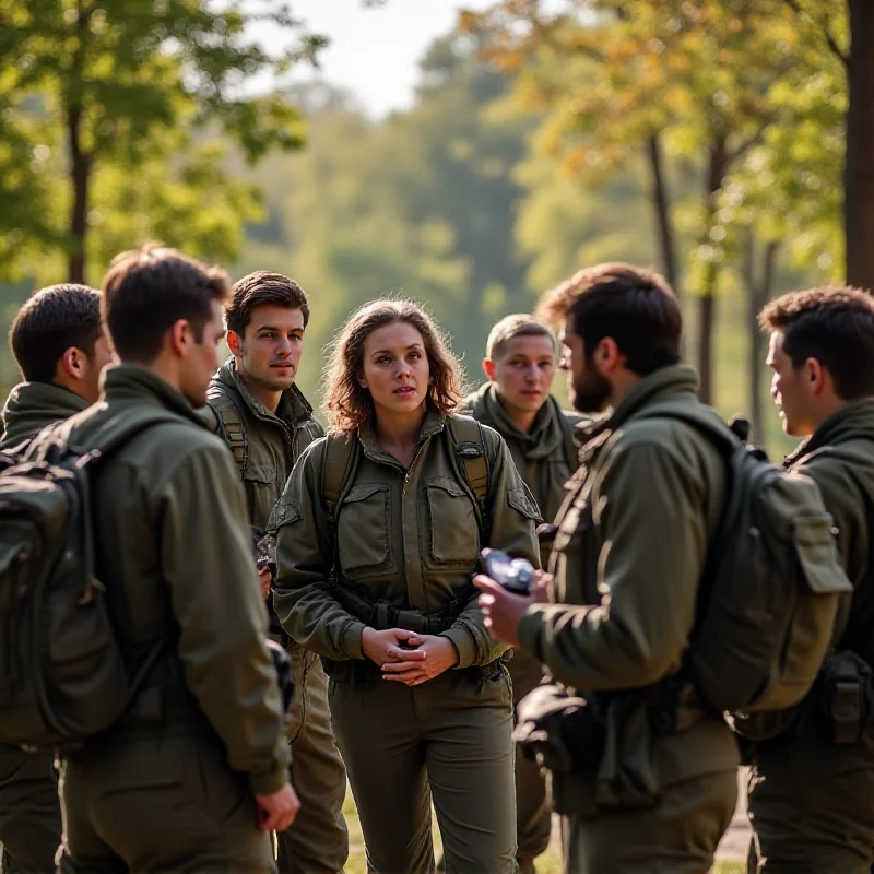 A group of young German citizens discussing the pros and cons of compulsory military service.