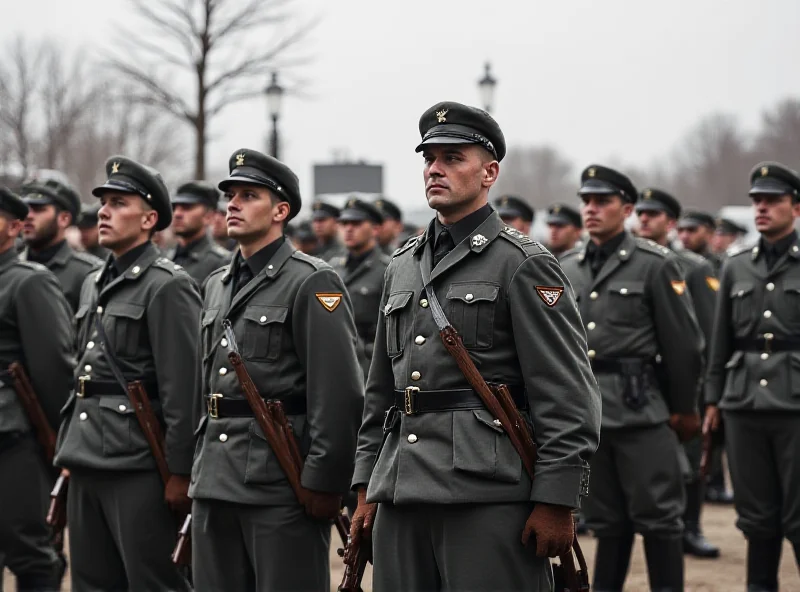 German soldiers standing at attention during a military parade.