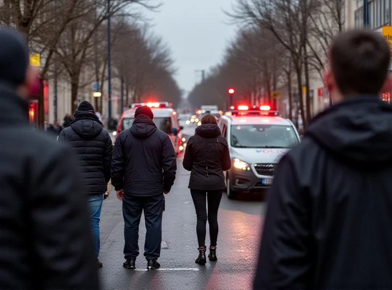 Scene in Mannheim after the car attack, showing emergency services and concerned citizens.