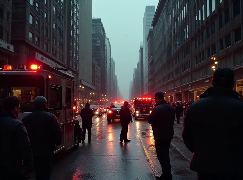 Emergency services responding to a car ramming incident in a city center