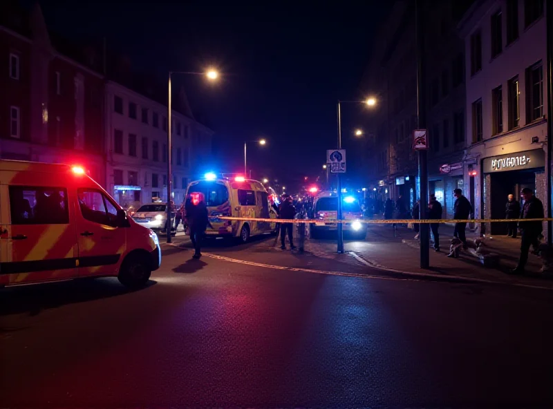 Police cars and emergency vehicles surrounding a street scene after a car accident in Germany.