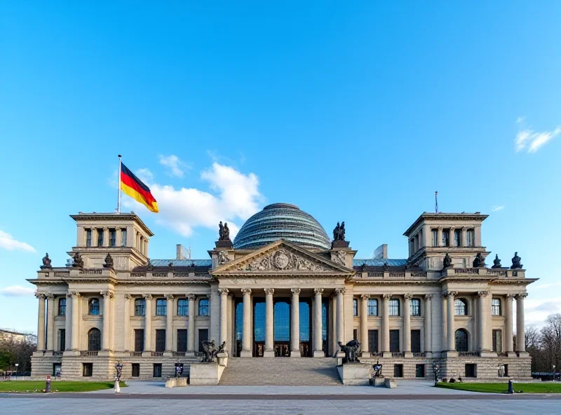 German Bundestag building with flags flying