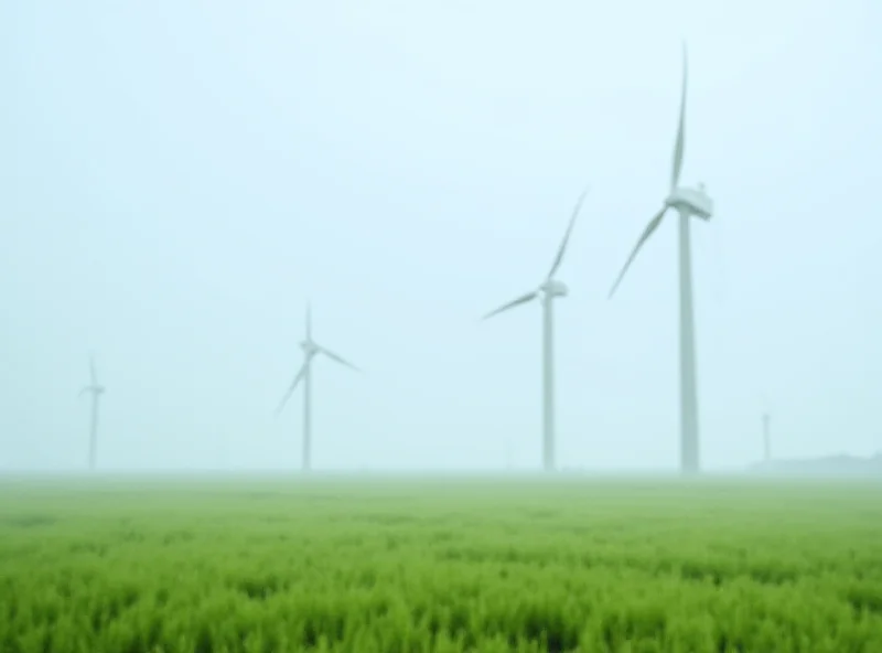 A wind farm in the Baltic region, with modern wind turbines against a cloudy sky, symbolizing renewable energy sources.