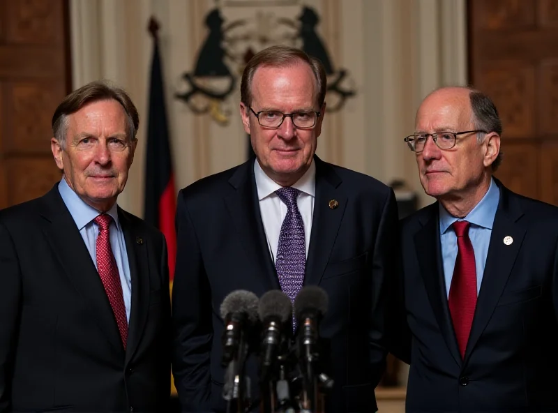 Olaf Scholz, Friedrich Merz, and Lars Klingbeil at a press conference.