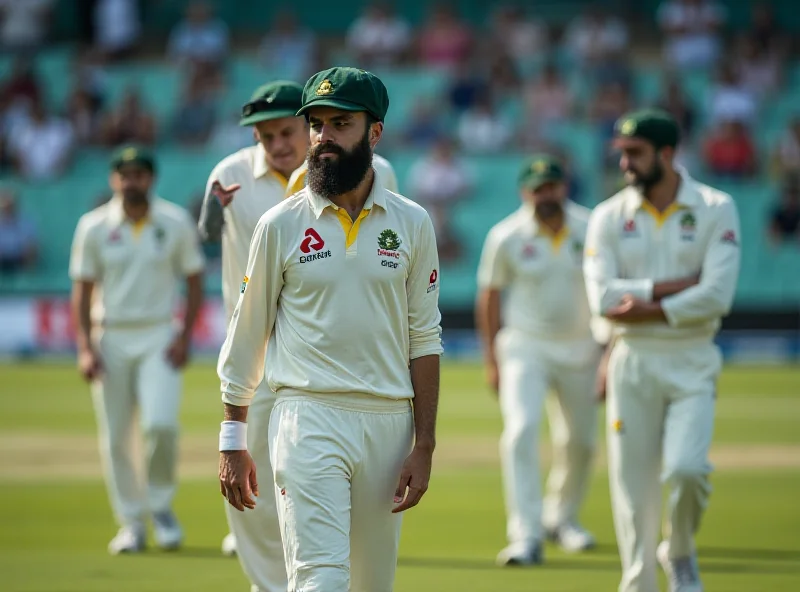 The Pakistan cricket team looking dejected on the field after a loss.