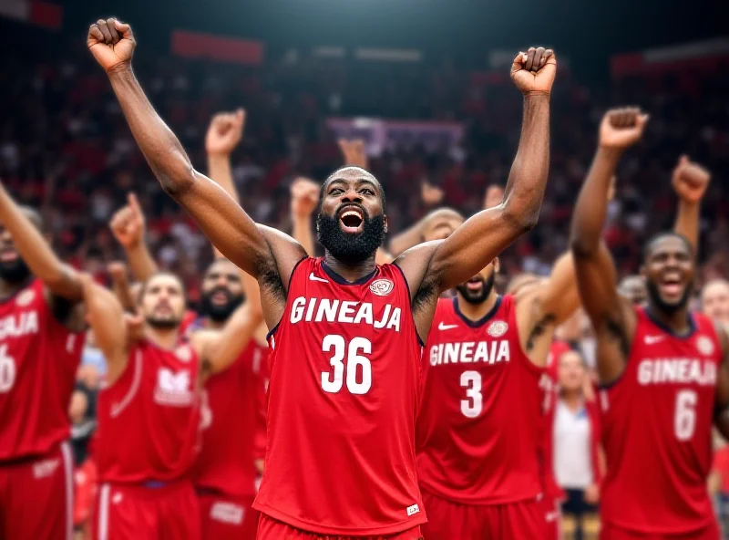 Barangay Ginebra players celebrating a victory on the court.