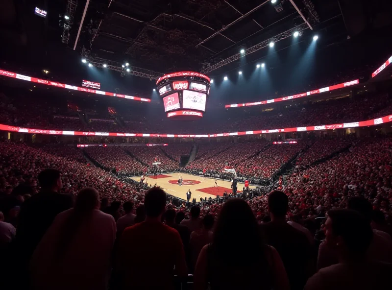 A basketball arena filled with cheering fans, signs displaying team logos of Ginebra and TNT.