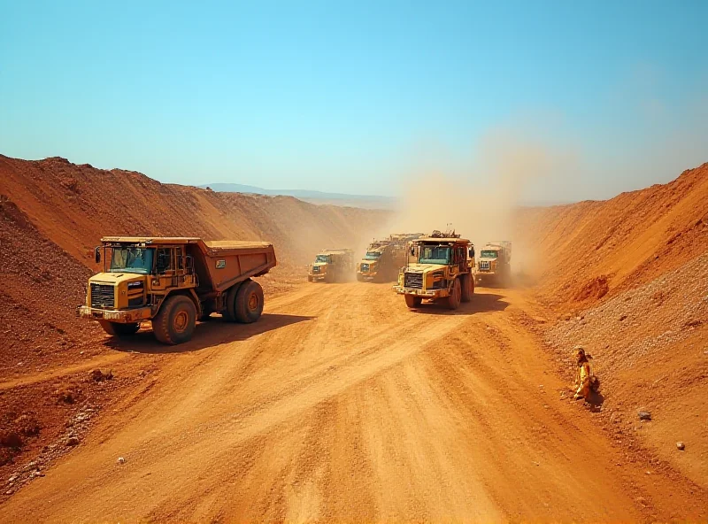 A gold mine in Zimbabwe with heavy machinery and workers.