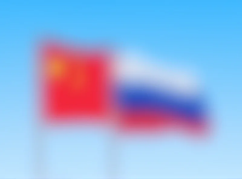 Chinese and Russian flags side by side