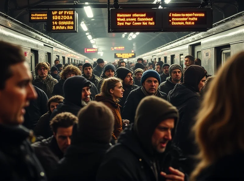 Image of a crowded train station during a strike.