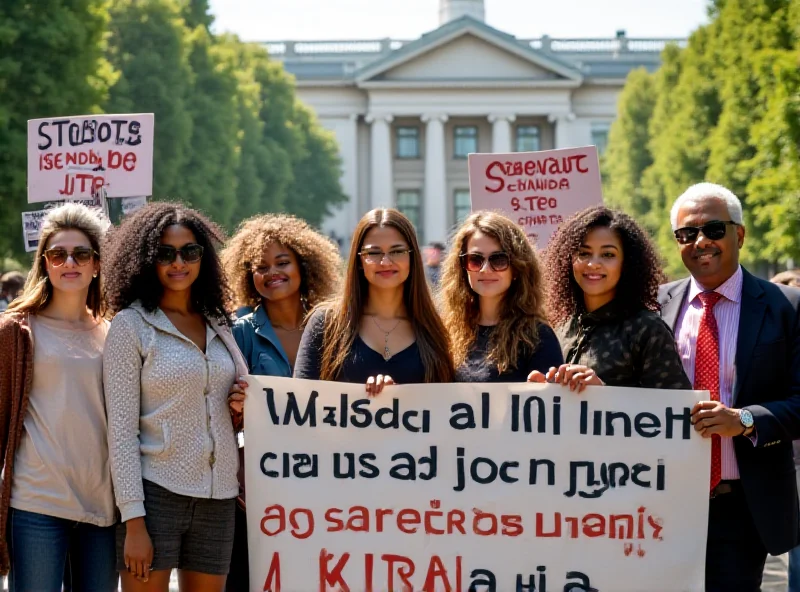 A diverse group of students protesting on a university campus, holding signs and banners, with a focus on divestment and calls for economic justice. The background shows iconic university buildings and green spaces.