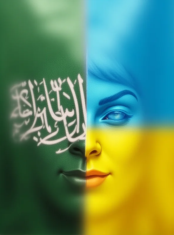 Image of the Saudi Arabian and Ukrainian flags waving side-by-side.