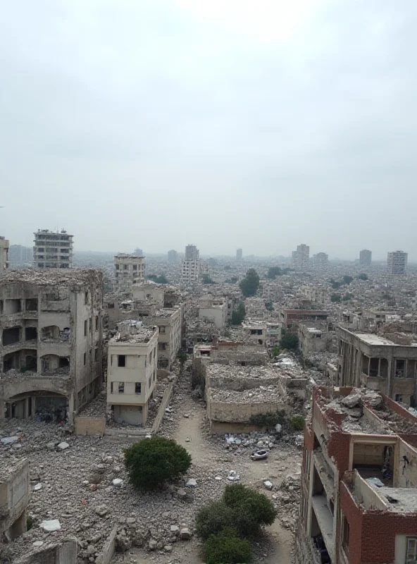 Image of the Gaza skyline with damaged buildings