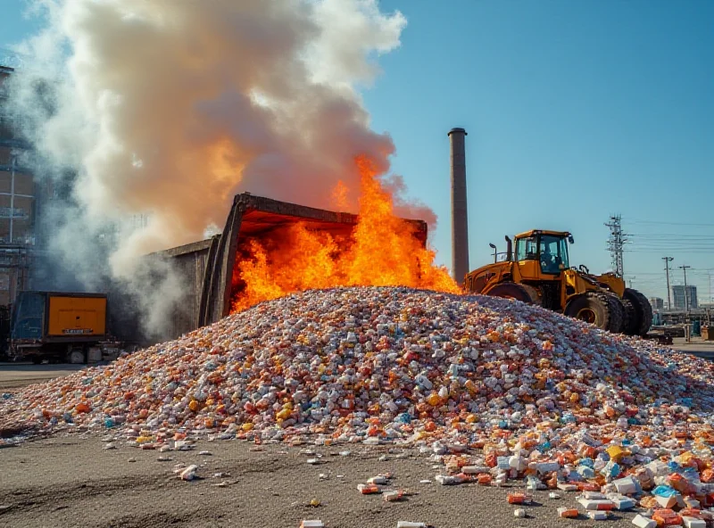 Stacks of cigarette cartons being destroyed