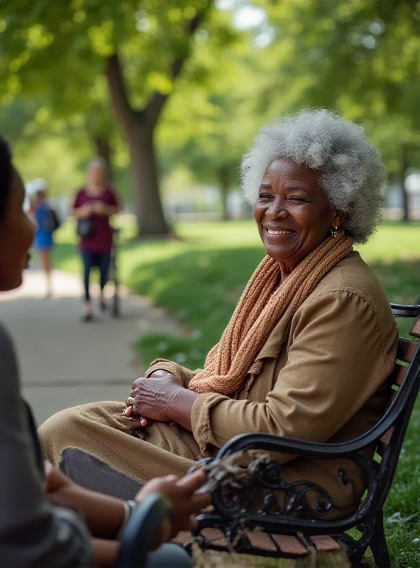 Grandmother offering therapy on a park bench in Washington D.C.