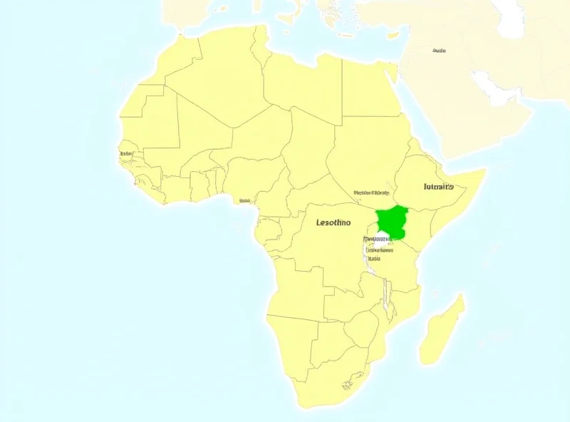 Map of Lesotho highlighting its location in Africa