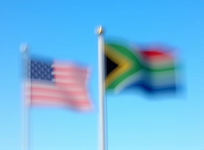 Image of the US and South African flags waving together