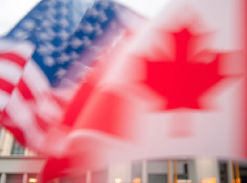 Image of the flags of the United States and Canada waving together, representing trade relations and discussions.