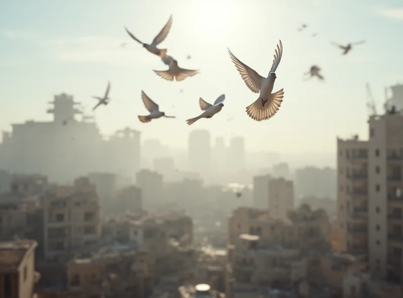 Conceptual image of doves flying over Gaza, representing peace and hope for a ceasefire.