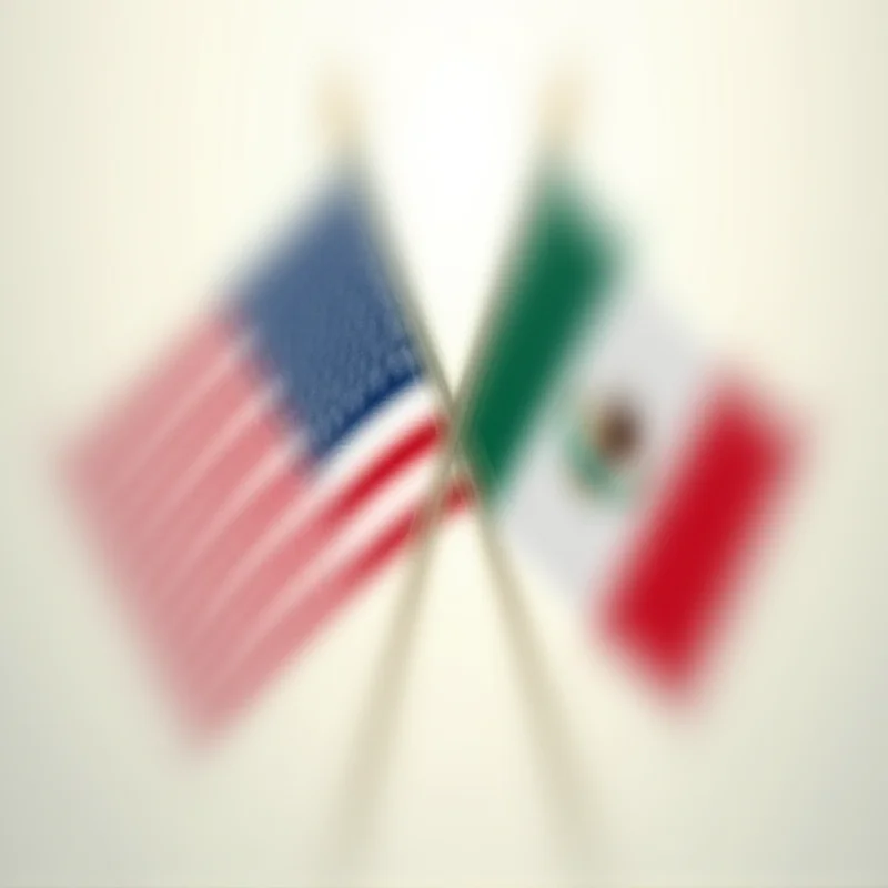 Conceptual image of a Mexican flag and an American flag intertwining, symbolizing collaboration and security cooperation.