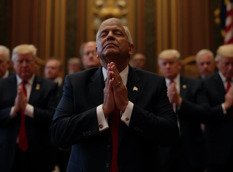 Image of Scott Turner praying with Donald Trump and other officials