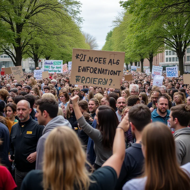 Image of a climate protest with people holding signs