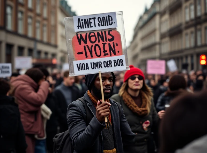 Image of a protest in Poland with signs advocating for abortion rights