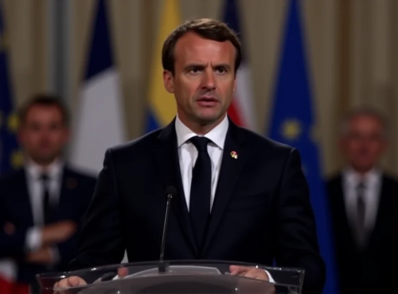 Macron addressing a press conference