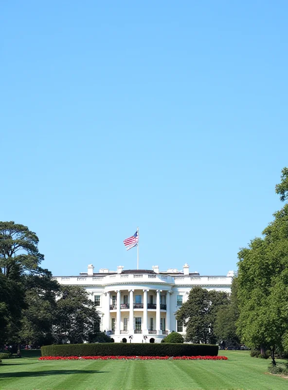 Image of the White House with flags in the foreground