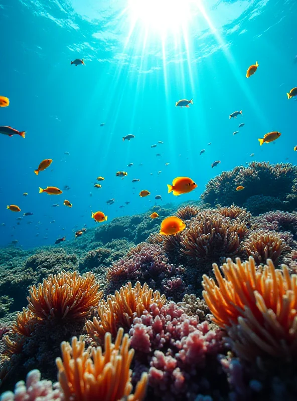 A vibrant coral reef teeming with marine life, symbolizing the importance of biodiversity protection.