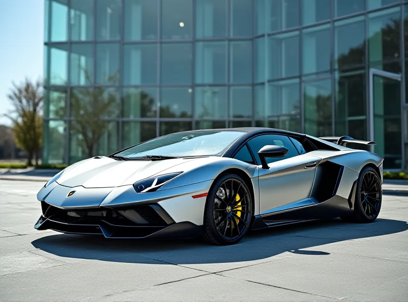 A sleek Lamborghini Aventador S parked in front of a modern building.