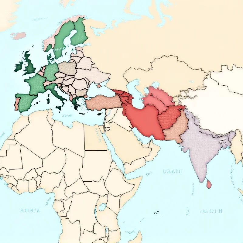 Image of a map highlighting the key geopolitical hotspots around the world, including Eastern Europe, the South China Sea, and the Middle East.