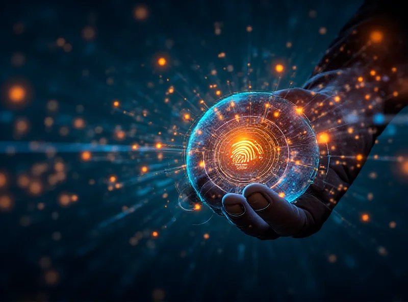 Abstract representation of Aadhaar authentication with interconnected nodes.