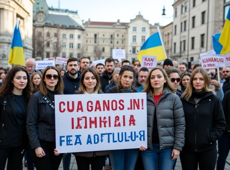 Hungarian academics protesting in support of Ukraine