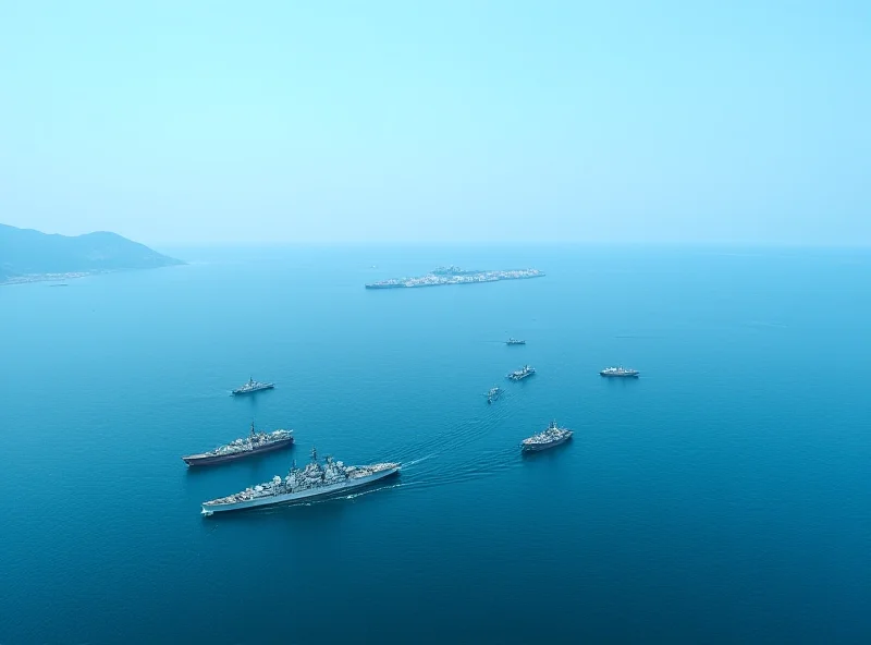 Aerial view of Chinese military exercises near Taiwan